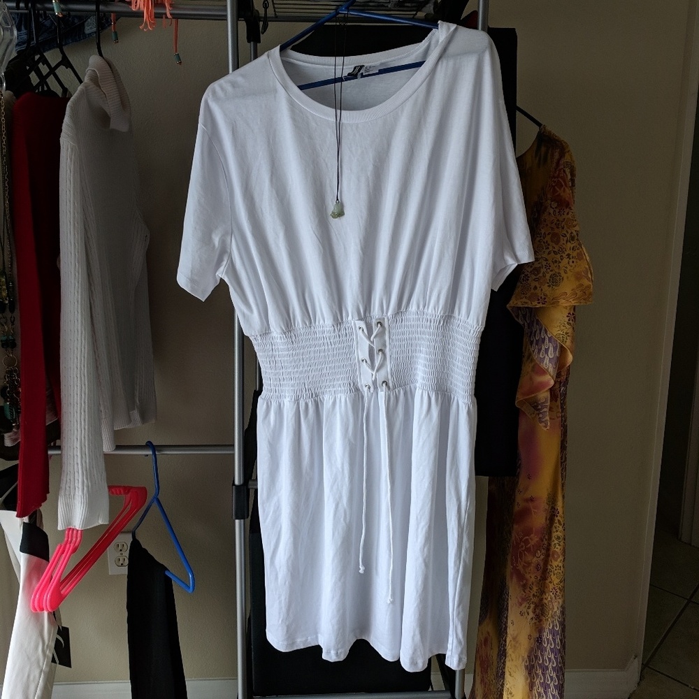 h&m divided white tie dress cute summer dress